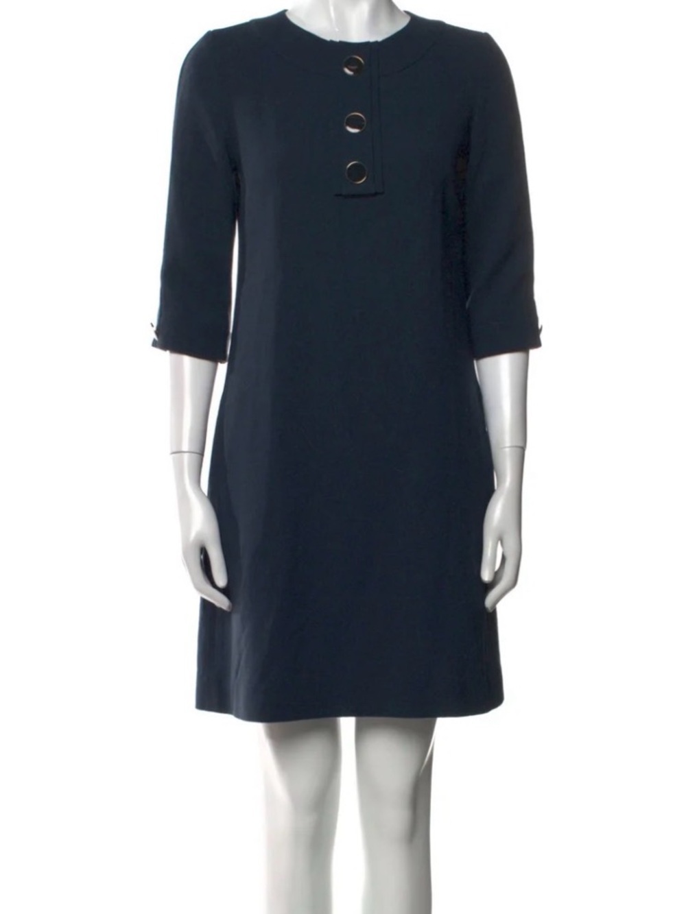 Jane Atelier (formerly Goat) Navy Blue Wool Crepe Shift Dress - Size 12